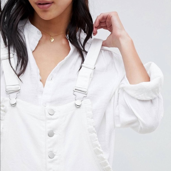 Lost Ink Raw Hem Overalls With Frill Side Detail - Picture 3 of 5